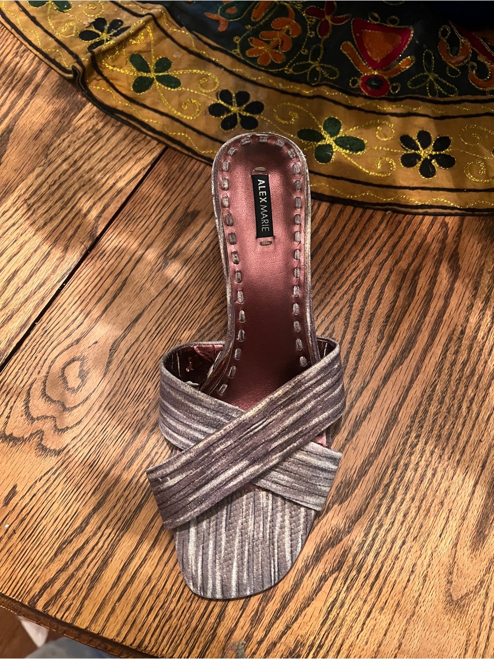 Alex Marie Metallic Taupe Crossband Slide